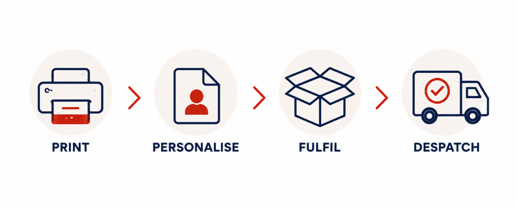 Printing process from artwork and production through to despatch